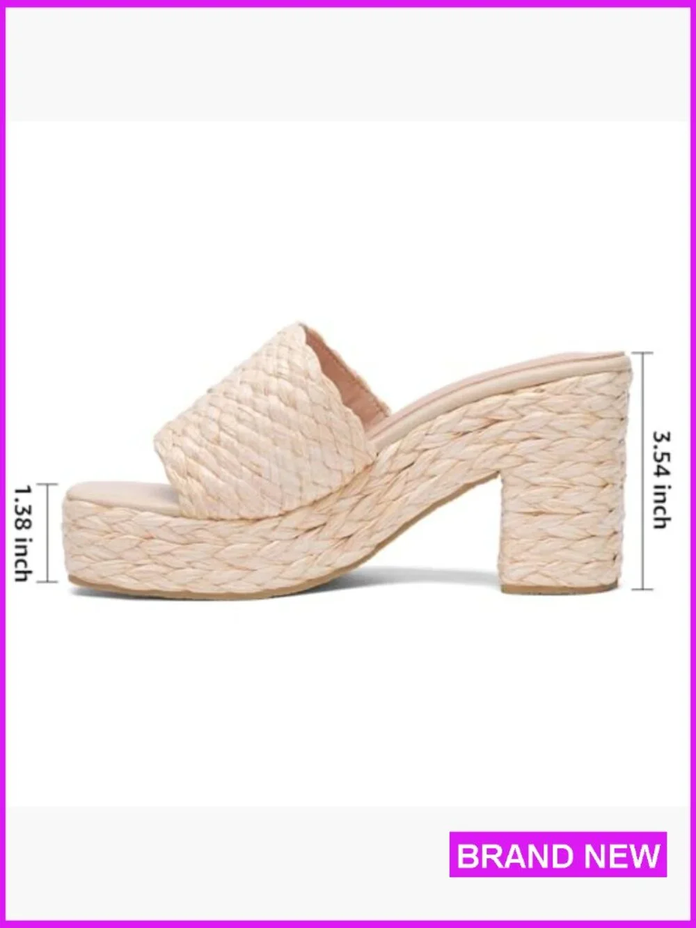 Raffia Platform Espadrille Sandals Chunky Heel Square Toe Bohemian Vacation
